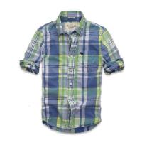 heren abercrombie fitch plaid lang overhemd moose logo blauw geel groen Stijl Populaire u4xwb840